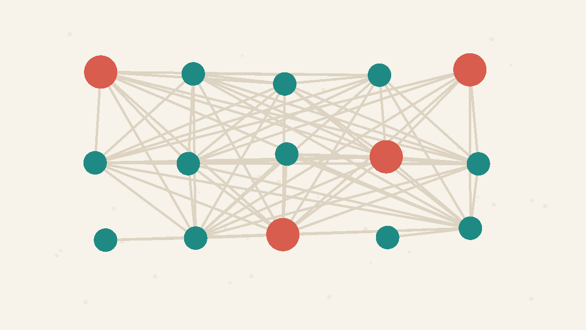 A growing network of points where connections multiply quickly.