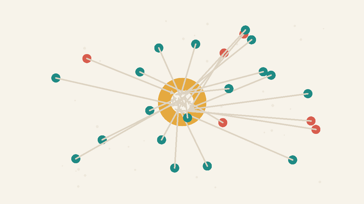 Many independent guesses converging toward a central target.